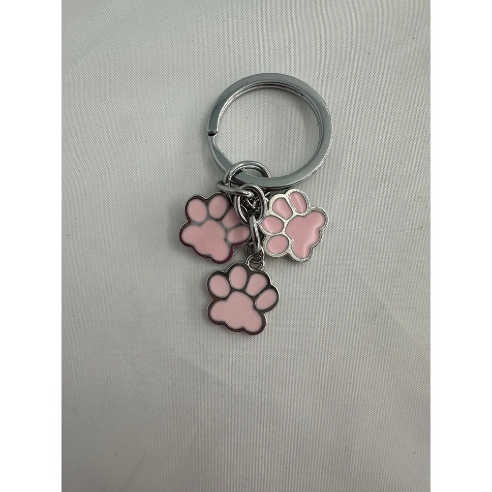 Dog paws metal purse keychain - Pink